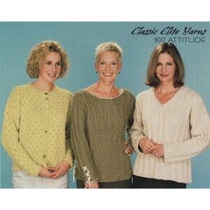 New Classic Elite Yarns 9017 Three Tops with Attitude Sweater Knitting Pattern